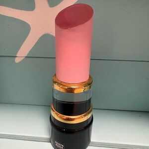Kosta Boda Pink and Black Glass Lipstick Sculpture with Gold Bands